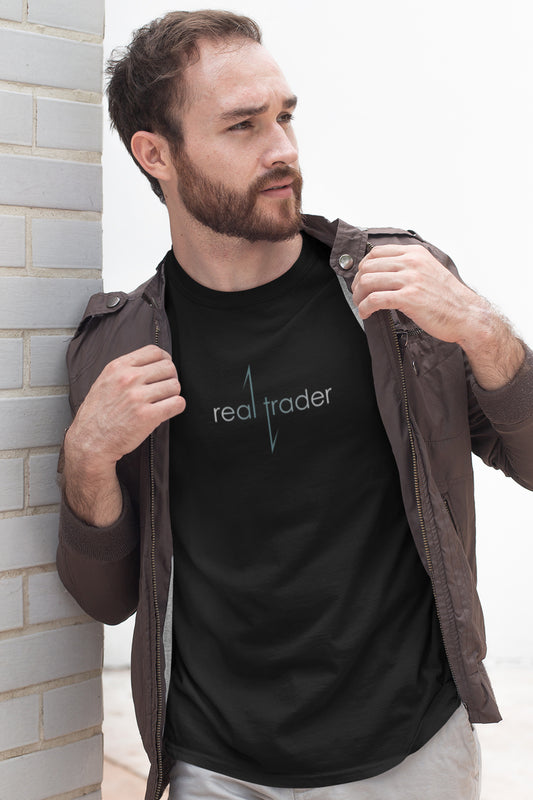 Front view of Modern Trader T-shirt inspired by crypto and stock trading