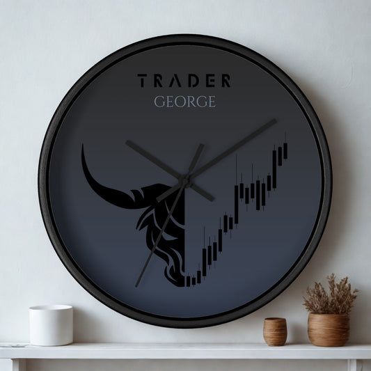 Personalized trader wall clock with modern crypto art design