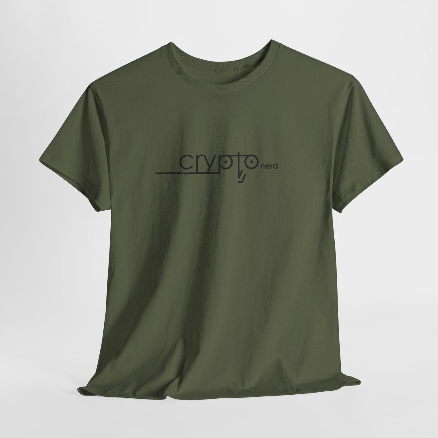 Side view of unisex Bitcoin and blockchain-themed T-shirt