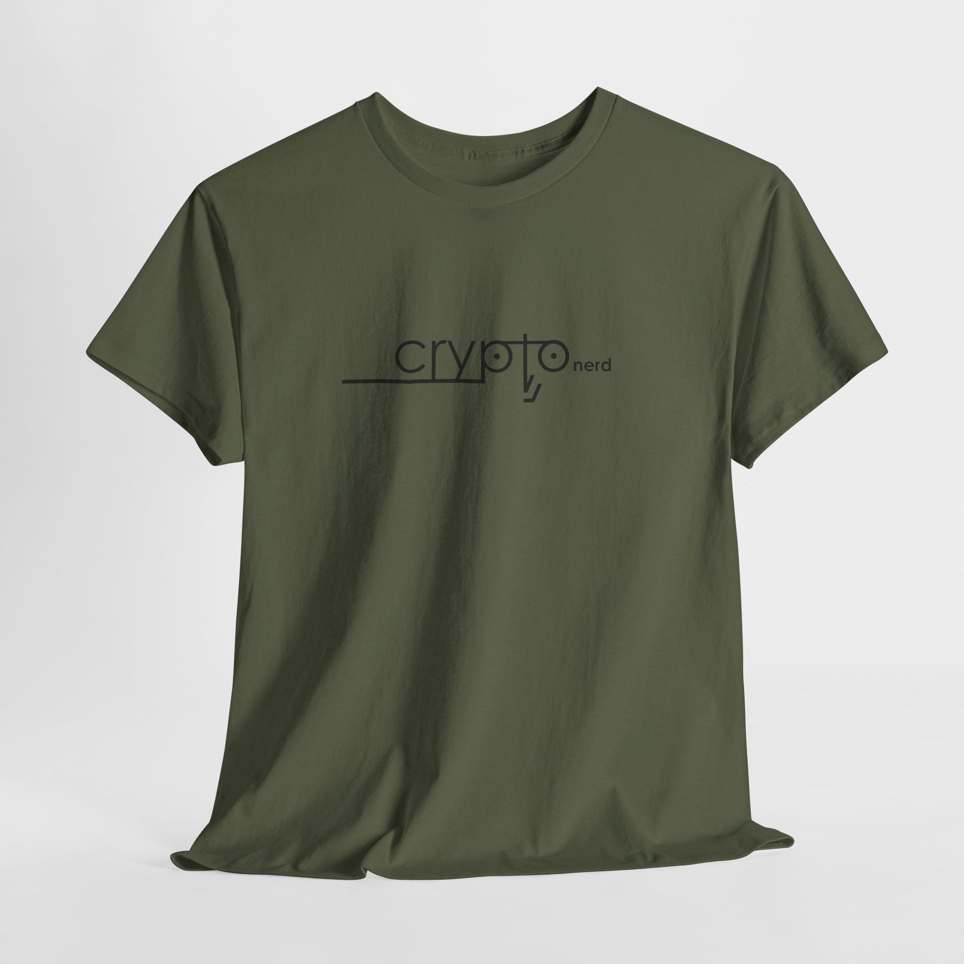 Side view of unisex Bitcoin and blockchain-themed T-shirt