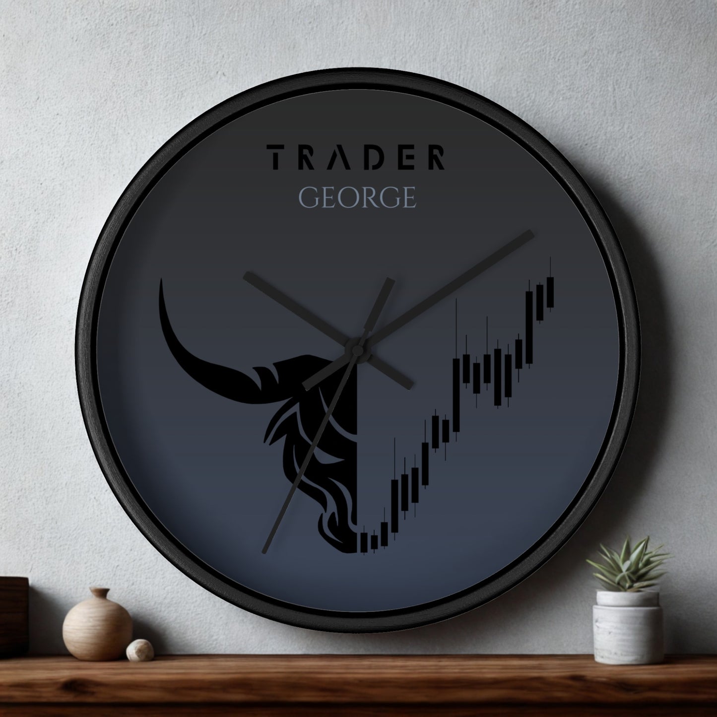 Custom name forex trading wall decor wooden clock