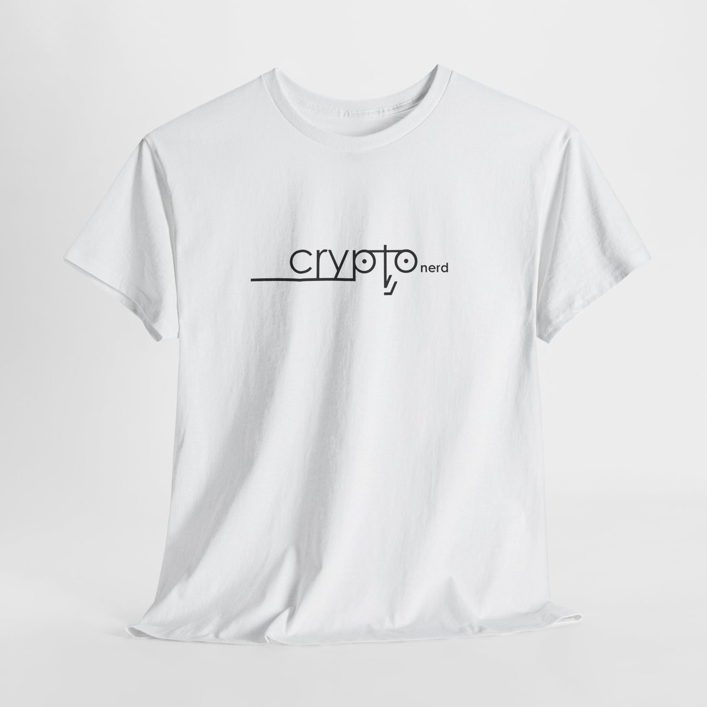 Close-up of premium print on Crypto Nerd T-shirt design