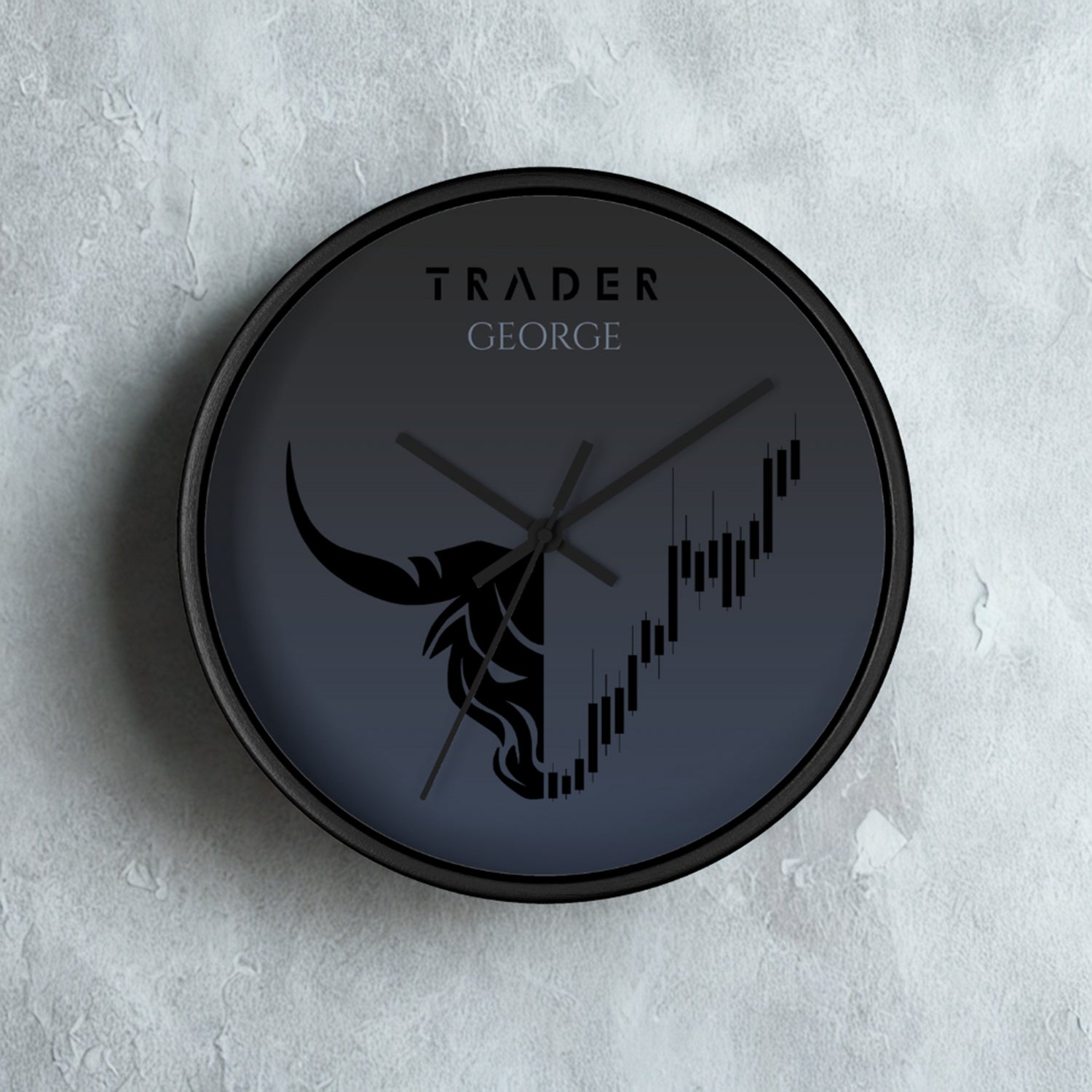 Minimalist stocks trader clock in elegant blue theme